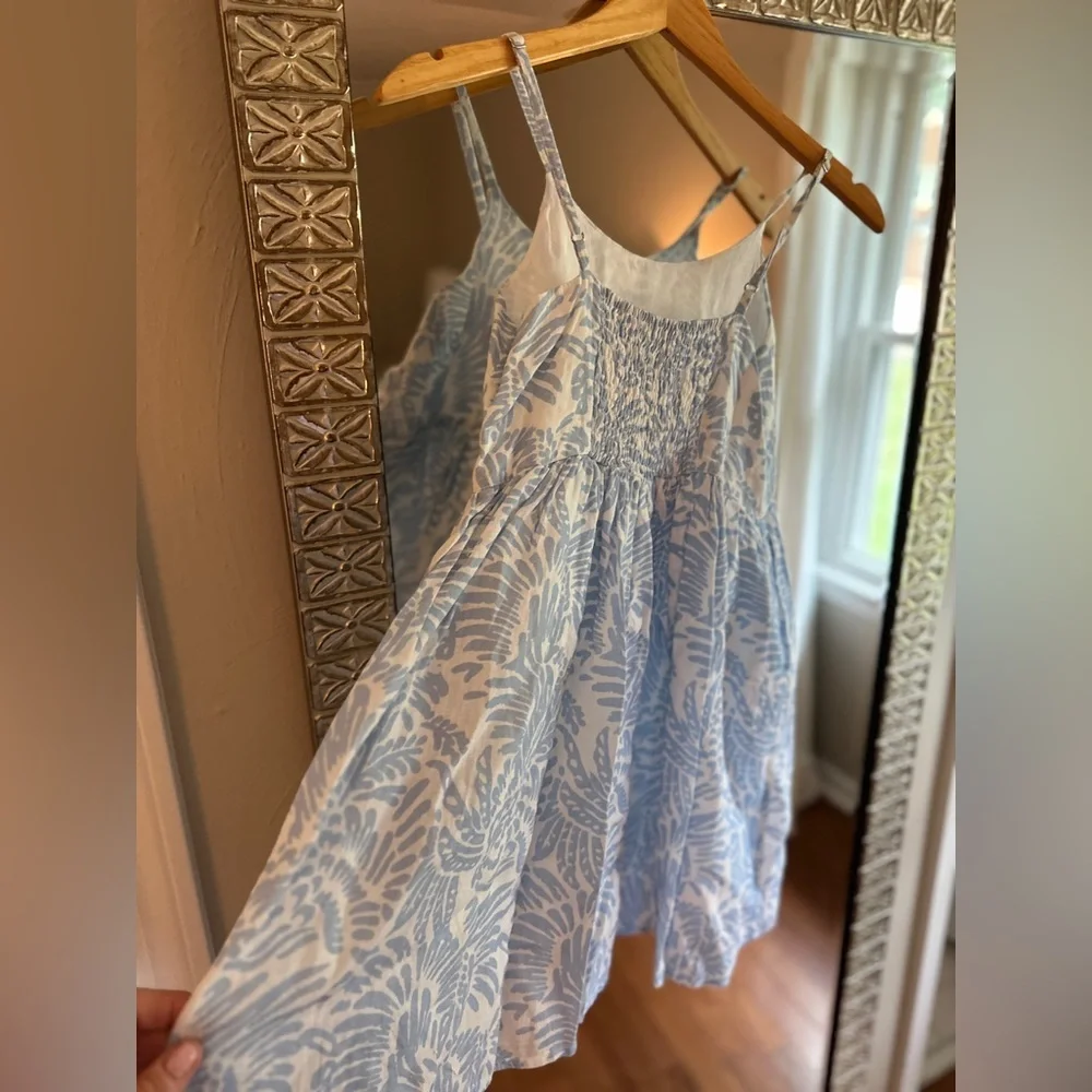 Roller Rabbit Girls | Blue and White Sleeveless Dress with Pockets | Size 12